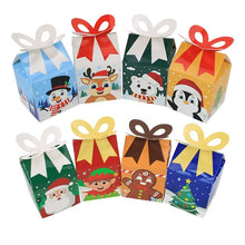 12 Pack Christmas Goodie Boxes with Bow – 9 × 9 × 13 cm Foldable Candy, Cookie & Treat Gift Boxes