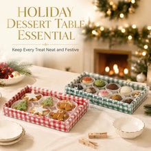 PRE ORDER 12 Pack Red & Green Christmas Bakery Trays with Clear Lids – 20 × 13 × 2.9 cm Cookie, Brownie, Dessert and Treat Gift Boxes