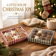 PRE ORDER 12 Pack Red & Green Christmas Bakery Trays with Clear Lids – 20 × 13 × 2.9 cm Cookie, Brownie, Dessert and Treat Gift Boxes