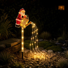 PRE ORDER-75cm Solar Santa Claus Christmas Garden Light – Colourful LED Waterfall Watering Can, Outdoor Christmas Decoration – 1 Set