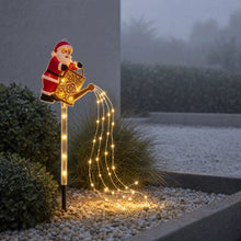 PRE ORDER-75cm Solar Santa Claus Christmas Garden Light – Colourful LED Waterfall Watering Can, Outdoor Christmas Decoration – 1 Set