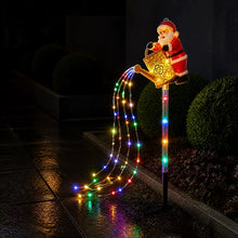 PRE ORDER-75cm Solar Santa Claus Christmas Garden Light – Colourful LED Waterfall Watering Can, Outdoor Christmas Decoration – 1 Set