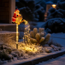 PRE ORDER-75cm Solar Santa Claus Christmas Garden Light – Colourful LED Waterfall Watering Can, Outdoor Christmas Decoration – 1 Set