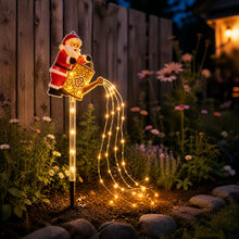 PRE ORDER-75cm Solar Santa Claus Christmas Garden Light – Colourful LED Waterfall Watering Can, Outdoor Christmas Decoration – 1 Set