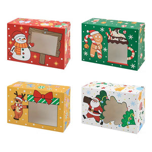 Christmas Bakery cookie candy paper boxes with window Xmas Party favour gift treat packaing boxes - Santas Workshop Direct 