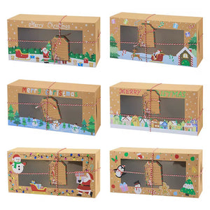 Christmas Bakery cookie candy paper boxes with window Xmas Party favour gift treat packaing boxes