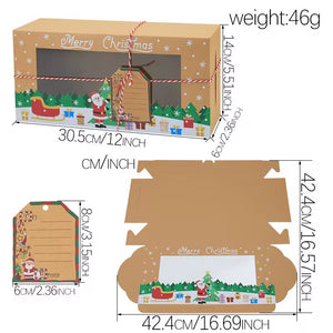 Christmas Bakery cookie candy paper boxes with window Xmas Party favour gift treat packaing boxes