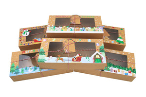 Christmas Bakery cookie candy paper boxes with window Xmas Party favour gift treat packaing boxes