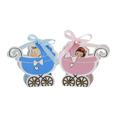 12pcs 12pcs Baby Carriage Shape Candy Box for Baby Shower small Gift Pckagaing box Paper Gift Box with Ribbon