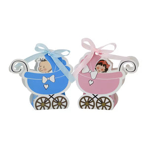 12pcs 12pcs Baby Carriage Shape Candy Box for Baby Shower small Gift Pckagaing box Paper Gift Box with Ribbon