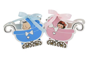 12pcs 12pcs Baby Carriage Shape Candy Box for Baby Shower small Gift Pckagaing box Paper Gift Box with Ribbon