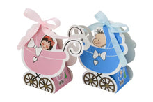 12pcs 12pcs Baby Carriage Shape Candy Box for Baby Shower small Gift Pckagaing box Paper Gift Box with Ribbon