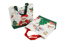 Merry Christmas Canvas Tote  Bag Santas Claus Xmas Tree Gift Packaging Shopping Bags Holiday Reusable - Santas Workshop Direct 