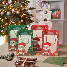 Christmas Party Favour Gift Packaging Paper Bag with Handle Xmas Goody Treat SHopping Bags with Clear Window - Santas Workshop Direct 