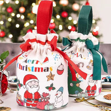 Christmas Gift Wrapping Bags With Drawstring Red and Green Candy Xmas Gift Bags Reusable Canvas Santa Bag for Xmas Present Party - Santas Workshop Direct 