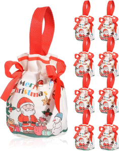 Christmas Gift Wrapping Bags With Drawstring Red and Green Candy Xmas Gift Bags Reusable Canvas Santa Bag for Xmas Present Party - Santas Workshop Direct 