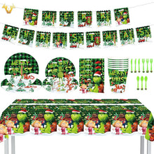 Red The Grinch Christmas Party Tableware Paper Plates Napkins Table Cloth Xmas Decor 82pcs - Santas Workshop Direct 