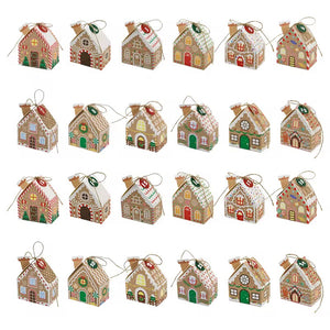 Christmas Theme House Shape Calendar Advent Candy Treat Paper Boxes