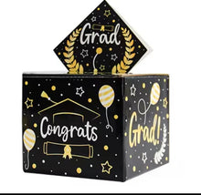 Graduation Pull  Money Box Happy Surprise Set, Funny Money Gift Boxes for Cash, Graduation Money Box for Cash Gift Pull,Out Card DIY Set Surprise graduation Gift Box Black