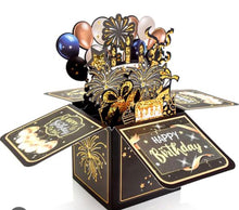 Surprise Pop Up Happy Birthday Cards, Lovely 3D Birthday Card for Adults and Kids with Envelopes, Unique Design Handmade Foldable Greeting Cards for Daughter, Son, Mom, Dad, Friend（Black）