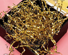 100 Grams / 50 Grams of Golden Crinkled Cut Paper Shreds for Filling Metallic Gift Boxes, Suitable for Gift Wrapping And Basket Filling for Occasions Like Mother'S Day, Easter, Thanksgiving, Valentine'S Day, Weddings, And Birthday Gift Box Stuffing