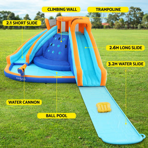 AirMyFun Kids Inflatable Pool Water Double Slide Park Jumping Castle 465X390CM - Santas Workshop Direct 