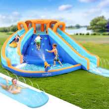 AirMyFun Kids Inflatable Pool Water Double Slide Park Jumping Castle 465X390CM - Santas Workshop Direct 