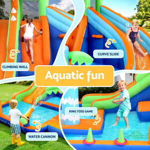 AirMyFun Kids Inflatable Pool Water Double Slide Park Jumping Castle 465X430CM - Santas Workshop Direct 