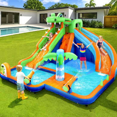 AirMyFun Kids Inflatable Pool Water Double Slide Park Jumping Castle 465X430CM - Santas Workshop Direct 