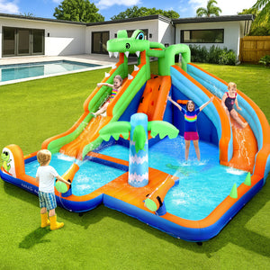 AirMyFun Kids Inflatable Pool Water Double Slide Park Jumping Castle 465X430CM - Santas Workshop Direct 