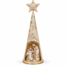Christmas Handmade Nativity Set 29cm in Gazebo Shrine – Holy Family Figurines with 88cm Standing Catholic Statue, Religious Christian Home Decor & Holiday Display