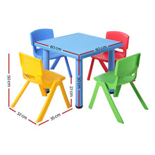 Keezi 5PCS Kids Table and Chairs Set Children Study Desk Furniture Plastic 4 Chairs - Santas Workshop Direct 