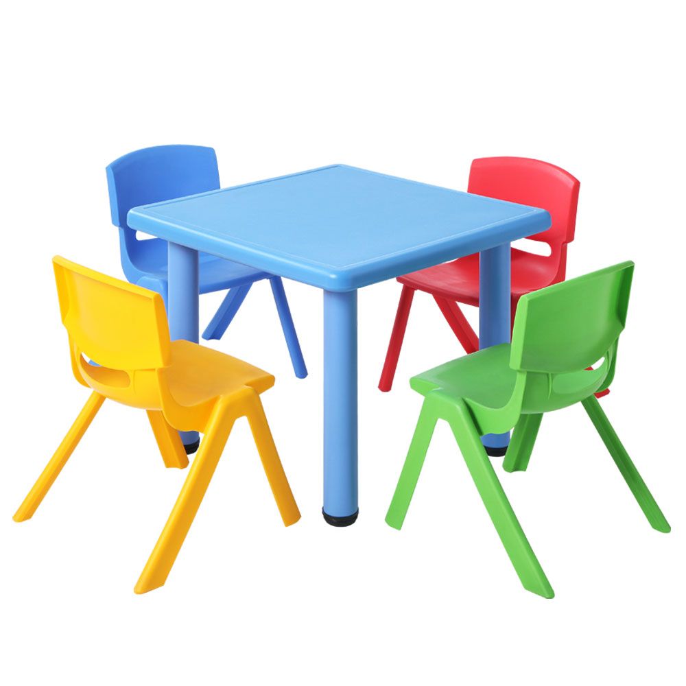 Keezi 5PCS Kids Table and Chairs Set Children Study Desk Furniture Plastic 4 Chairs - Santas Workshop Direct 