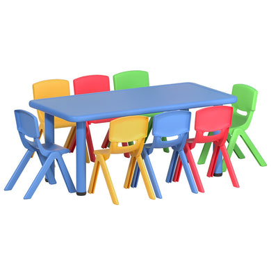 Keezi 9PCS Kids Table and Chairs Set Children Study Desk Furniture Plastic 8 Chairs - Santas Workshop Direct 