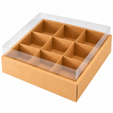 4PCS 9-Grid Kraft Bakery Gift Boxes – 29.5 × 29.5 × 10cm | Cupcake, Cookie & Treat Boxes with Insert | Christmas & Holiday Gift Packaging