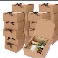 Kraft cookie bakery box with ribbon / biscuits 10 pc (17 x 17x 5cm)