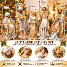 24.5” Large Christmas Religious Handmade Nativity Set with Holy Family and Three Wise Men (Approx. 65 cm)