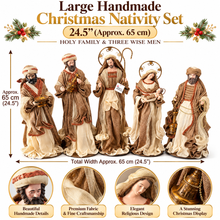 24.5” Large Christmas Religious Handmade Nativity Set with Holy Family and Three Wise Men (Approx. 65 cm)