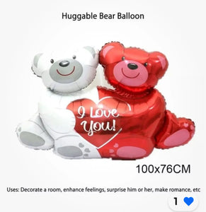 Love You Themed Bear Heart Balloon Wedding Valentine Party Decor Foil Balloons Santas Workshop Direct