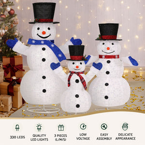 3 PCS Christmas Lights 330 LED Fairy Light Snowman Decorations