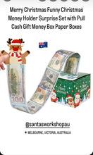 Merry Christmas Funny Christmas Money Holder Surprise Set with Pull Cash Gift Money Box Paper Boxes x 3pc  Santas Workshop Direct