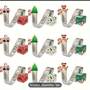 Merry Christmas Funny Christmas Money Holder Surprise Set with Pull Cash Gift Money Box Paper Boxes x 3pc PRE ORDER Santas Workshop Direct