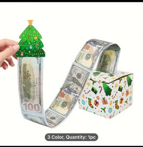 Merry Christmas Funny Christmas Money Holder Surprise Set with Pull Cash Gift Money Box Paper Boxes x1pcs (WHITE) Santas Workshop Direct