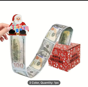 Merry Christmas Funny Christmas Money Holder Surprise Set with Pull Cash Gift Money Box Paper Boxes x1pcs (WHITE) Santas Workshop Direct