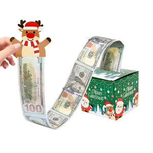 Merry Christmas Funny Christmas Money Holder Surprise Set with Pull Cash Gift Money Box Paper Boxes x1pcs (WHITE) Santas Workshop Direct