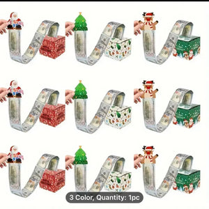 Merry Christmas Funny Christmas Money Holder Surprise Set with Pull Cash Gift Money Box Paper Boxes x1pcs (WHITE) Santas Workshop Direct