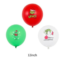 Merry Christmas Grinch style Foil Balloons Party Decor 6pcs party supplies 12inch pre order Santas Workshop Direct