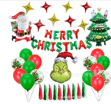 Merry Christmas Grinch style Foil Balloons Party Decor Grinch Part decoration Santas Workshop Direct