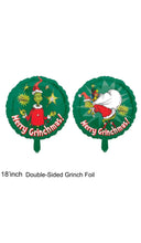 Merry Christmas Grinch style Foil Balloons Party Decor Santas Workshop Direct