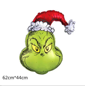 Merry Christmas Grinch style Foil Balloons Party Decor Santas Workshop Direct